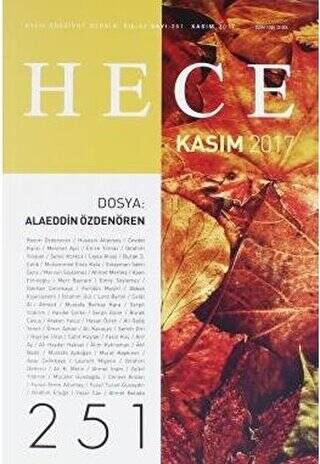 Hece Aylık Edebiyat Dergisi Sayı: 251 - Kasım 2017 - 1