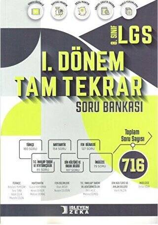 İşleyen Zeka 8. Sınıf LGS 1. Dönem Tam Tekrar Soru Bankası - 1