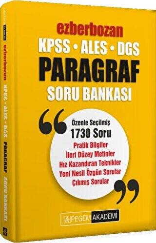 KPSS ALES DGS Ezberbozan Paragraf Soru Bankası - 1