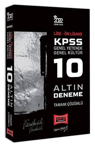 KPSS Lise Önlisans 10 Altın Fasikül Deneme Sınavı - 1