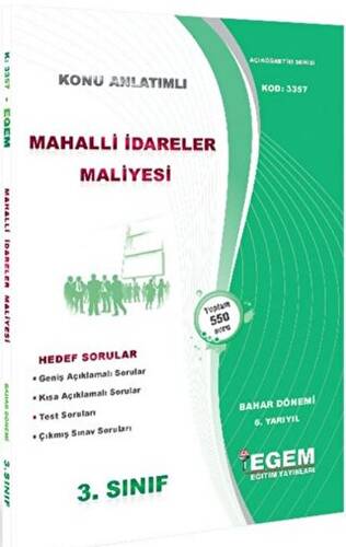 Mahalli İdareler Maliyesi Konu Anlatımlı Soru Bankası - 1