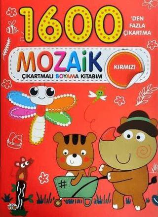 Mozaik Çıkartmalı Boyama Kitabı Kırmızı 1600`den Fazla Çıkartma - 1