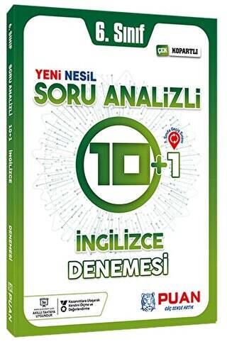 Puan Yayınları 6. Sınıf İngilizce Soru Analizli 10+1 Deneme - 1