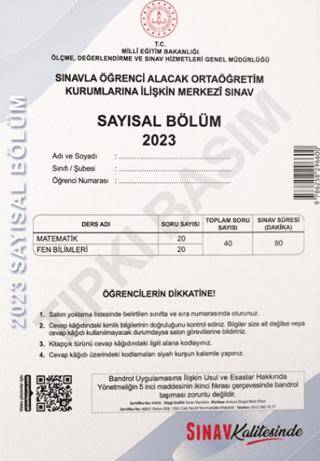 Sınav Kalitesinde 8. Sınıf LGS 2023 Tıpkı Basım Çıkmış Sorular ve Çözümleri - 1