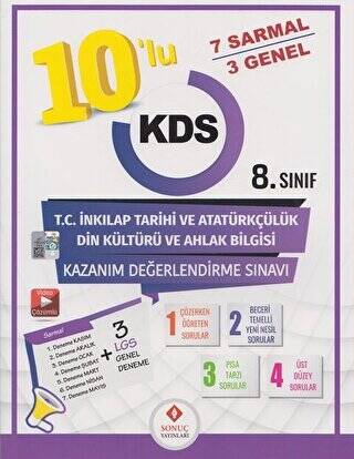 8. Sınıf T.C. İnkılap Tarihi ve Atatürkçülük Din Kültürü ve Ahlak Bilgisi 10 lu Kazanım Değerlendirme Sınavı - 1