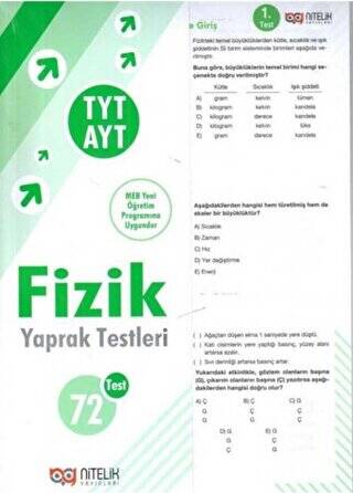 TYT AYT Fizik Yaprak Test - 1