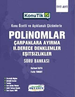 TYT AYT Konu Tik Polinomlar Çarpanlara Ayırma 2. Derece Denklemler Ve Eşitsizlikler Soru Bankası - 1