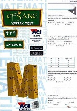 TYT Matematik Efsane Çek Kopart Yaprak Test - 1