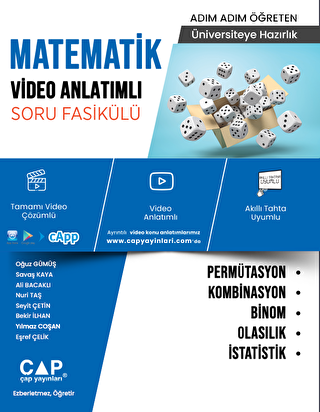 Üniversiteye Hazırlık Matematik Permütasyon, Kombinasyon, Binom, Olasılık ve İstatistik Video Anlatımlı Soru Fasikülü - 1