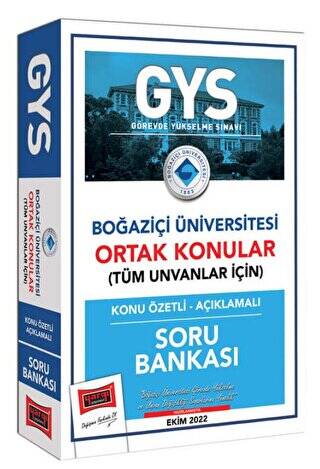 Yargı Yayınları GYS Boğaziçi Üniversitesi Görevde Yükselme ve Ünvan Değişikliğine Yönelik Ortak Konular Tüm Ünvanlar İçin Konu Özetli Açıklamalı Soru Bankası - 1