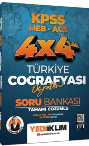 Yediiklim Yayınları KPSS MEB AGS 4 x 4 Öğreten Türkiye Coğrafyası Tamamı Çözümlü Soru Bankası - 1